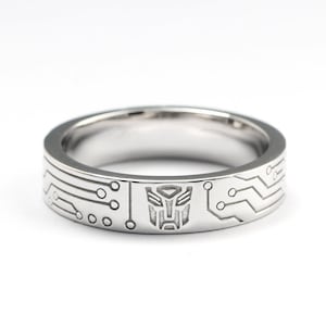 Transformers Autobot Wedding Band Nerdy Geeky Engagement Wedding Ring Cosplay Decepticon Comic Book Video Game 80's 90's Vintage Nostalgia