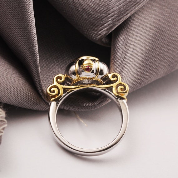Cinderella Pumpkin Carriage Fairy Tale Wedding Engagement Ring 