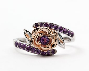 Natural Amethyst Enchanting Rose Ring