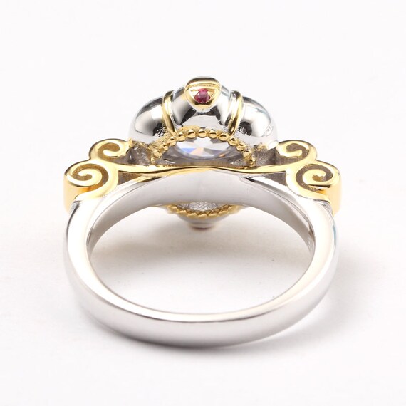 Princess Fairy Tale Round Center Stone Carriage Ring 14K Rose Gold