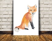 Foxy print Watercolor Fox poster Animal art decor TO72