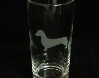 Dachshund Hand Etched 14 oz. Glass