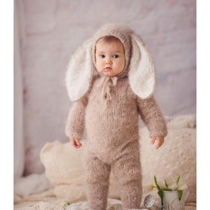 Bunny Outfit in many sizes, Bunny Romper with Hoodie, Costume for Baby, Baby Bunny Jumper, Baby Easter Costume, Photo Prop, Bunny Easter Set