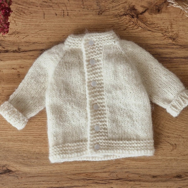 Pull en alpaga chaud blanc, pull pour bébé, cardigan bébé, pull pour enfants, cardigan bébé tricoté, pull tricoté, pull bébé,