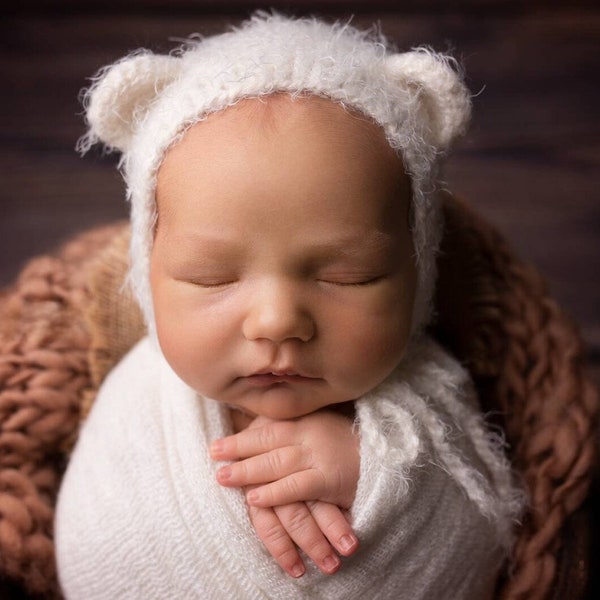 Bärchen Mütze Baby, Bär Mütze, Neugeborene Mütze, Fotoshooting, Strickmütze für Baby