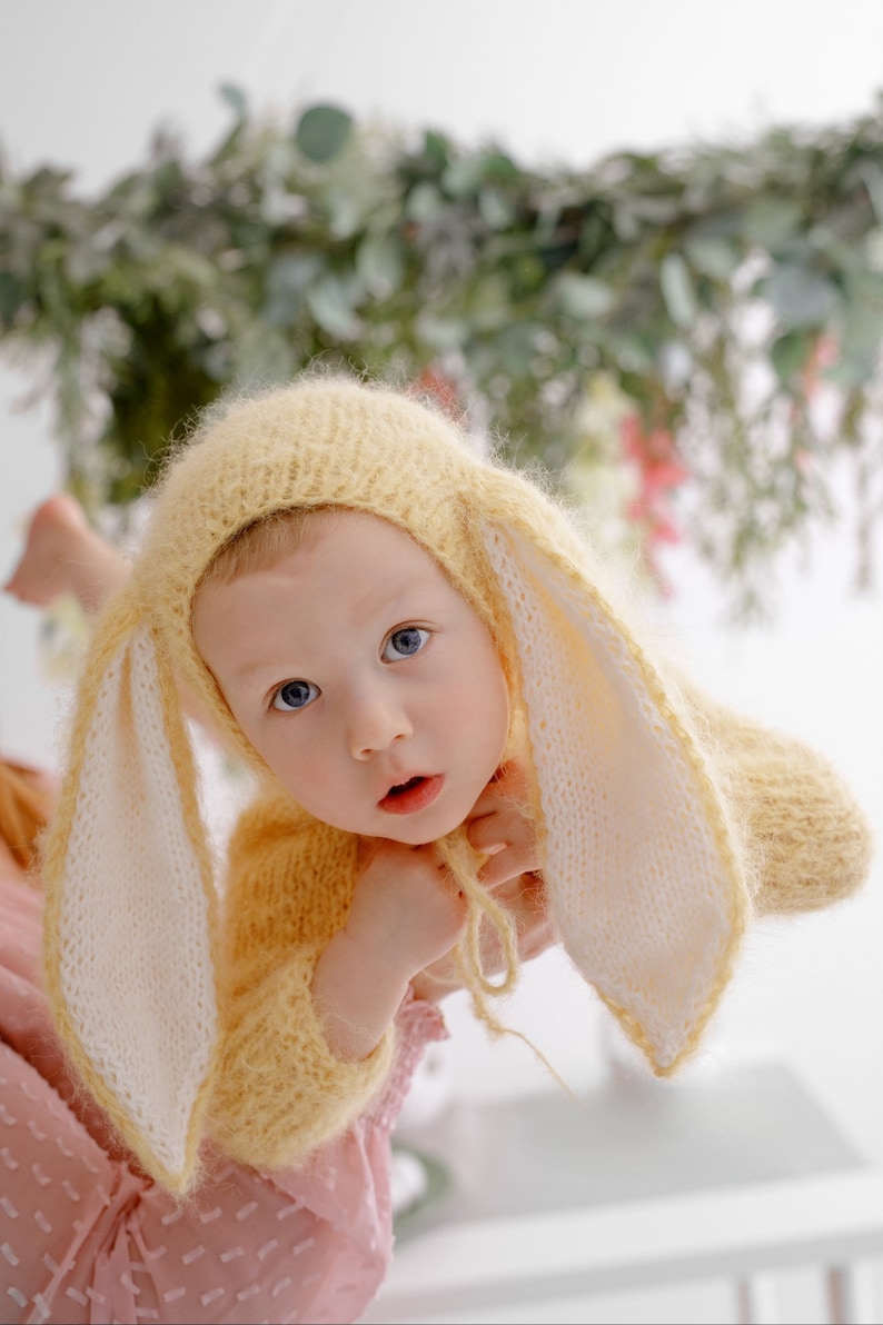 Sitter Size Bunny Hat, Easter Hat, Baby Bunny Hat, Bunny Hat, Baby Bunny, Bunny Bonnet for Baby, Baby Bunny Bonnet image 2