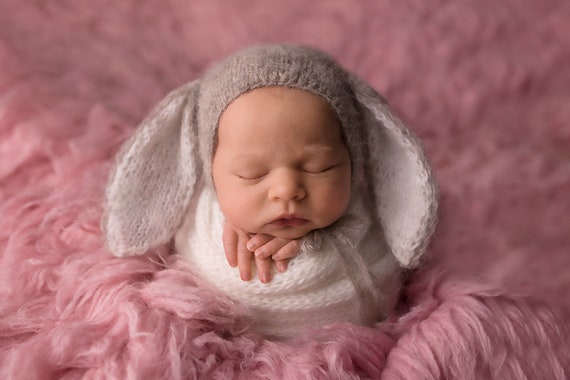 Gorro de conejito para bebé recién nacido, gorro de conejito