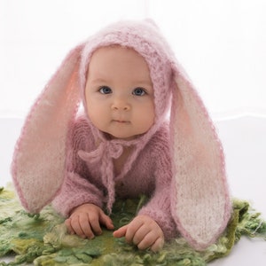 Sitter Size Outfit, Easter Outfit, Photo Prop, Baby Bunny Outfit, Bunny Pijamas, Baby Bunny Sleeper with a Hoodie, Todler Outfitt Photo Prop image 3