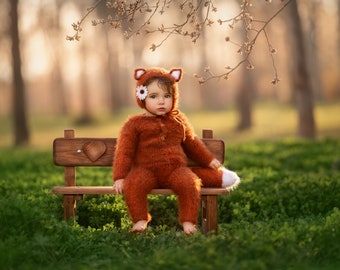 fox outfit for baby, fox costume for baby, hat romper and tail, set for baby photography, baby fox costume