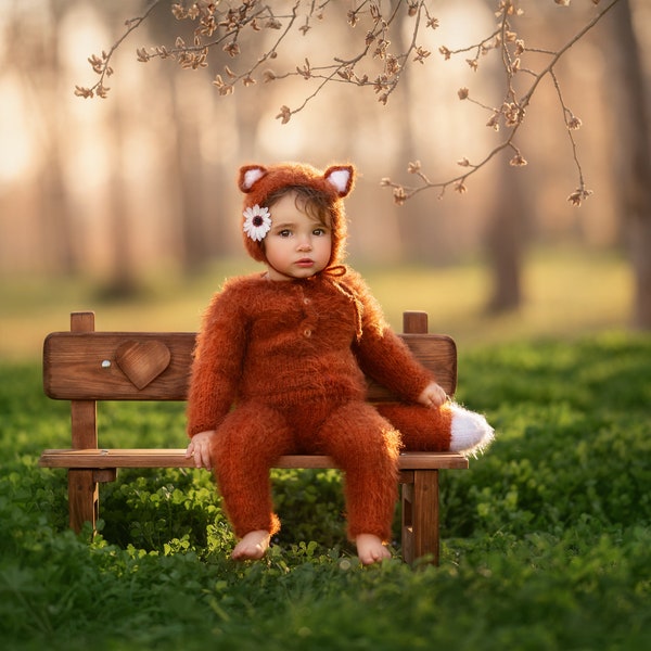 fox outfit for baby, fox costume for baby, hat romper and tail, set for baby photography, baby fox costume