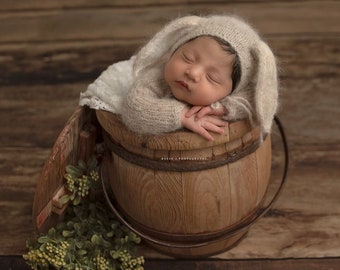 Gorro de conejito bebé, gorro de conejito recién nacido, gorro y abrigo de conejito, gorro y jersey de conejito, traje de Pascua, disfraz de Pascua