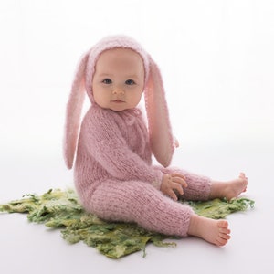 Sitter Size Outfit, Easter Outfit, Photo Prop, Baby Bunny Outfit, Bunny Pijamas, Baby Bunny Sleeper with a Hoodie, Todler Outfitt Photo Prop image 1