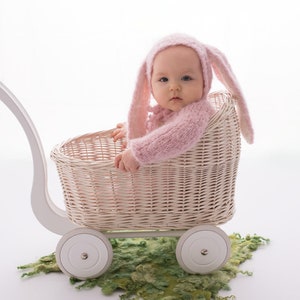 Sitter Size Outfit, Easter Outfit, Photo Prop, Baby Bunny Outfit, Bunny Pijamas, Baby Bunny Sleeper with a Hoodie, Todler Outfitt Photo Prop image 2