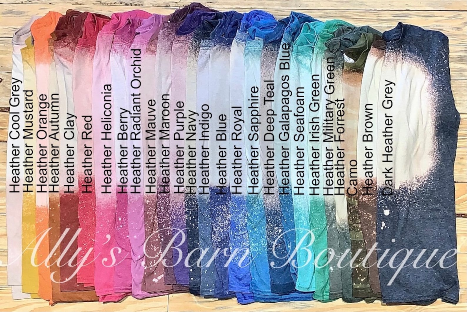 Bleached Tee Color Chart, Bleached Shirt Mockup Etsy