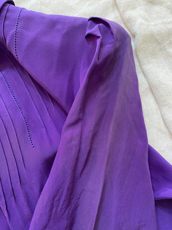 1960s/70s Purple Silk Babydoll Dress- S/M - image 7