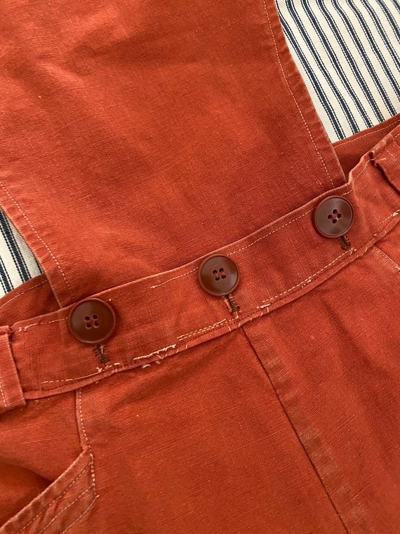 RARE 1940s French Burnt Orange Womens Overalls w/… - image 6