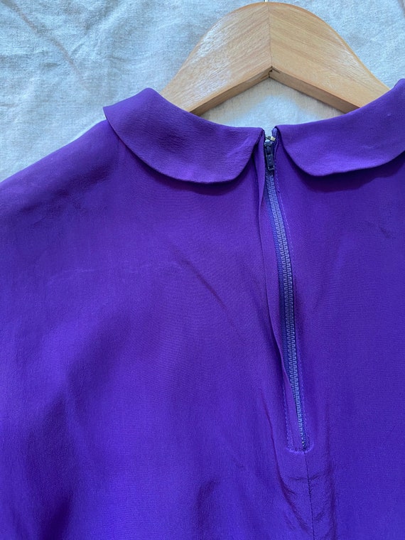 1960s/70s Purple Silk Babydoll Dress- S/M - image 6