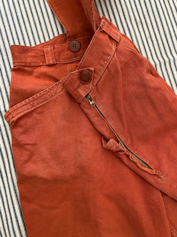 RARE 1940s French Burnt Orange Womens Overalls w/… - image 7