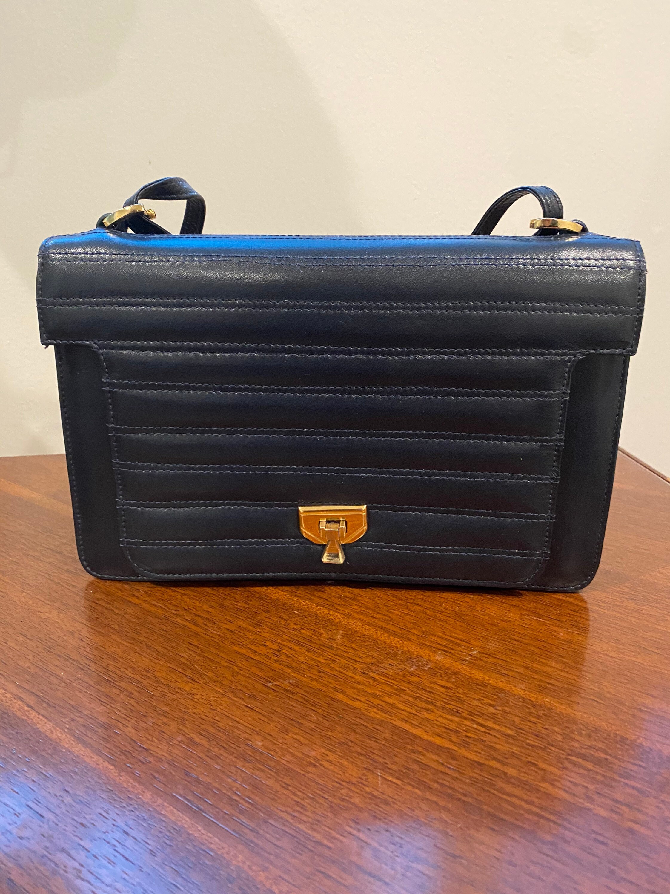 Vintage Saks Fifth Avenue Navy Handbag Etsy