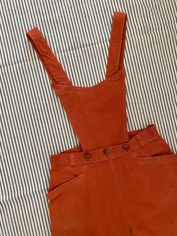 RARE 1940s French Burnt Orange Womens Overalls w/… - image 5