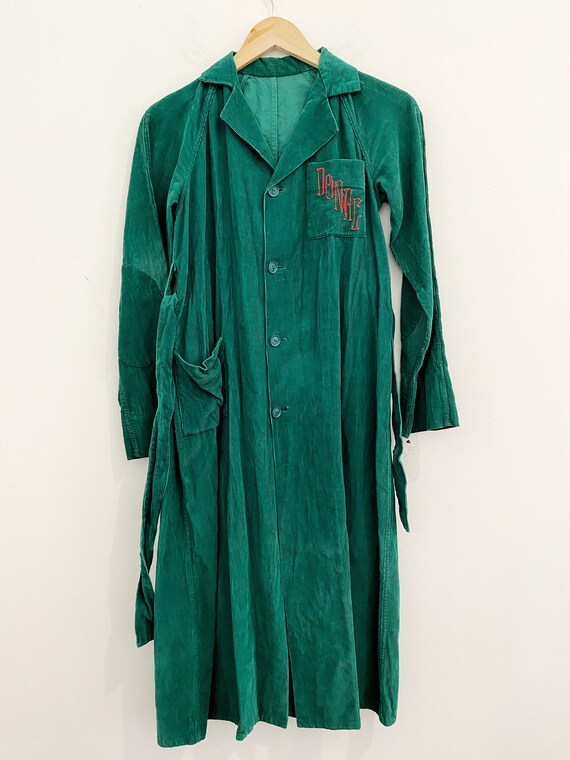 1940s/50s Green Corduroy House Dress Robe- S - image 5