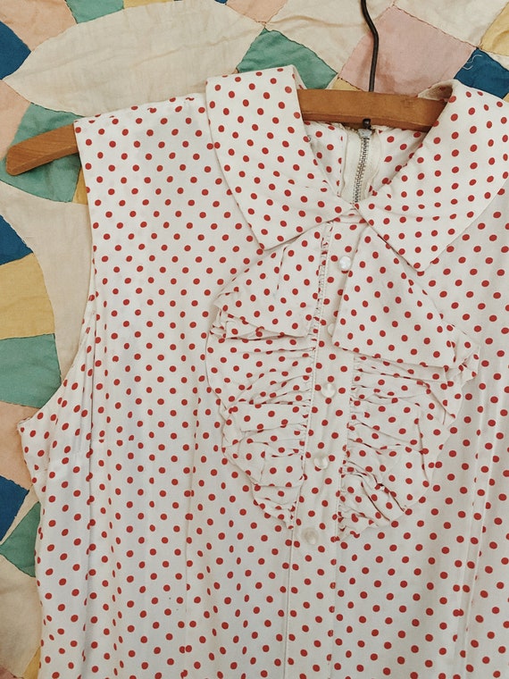 1940s/50s Cold Rayon Howard Wolf White + Red Polk… - image 3