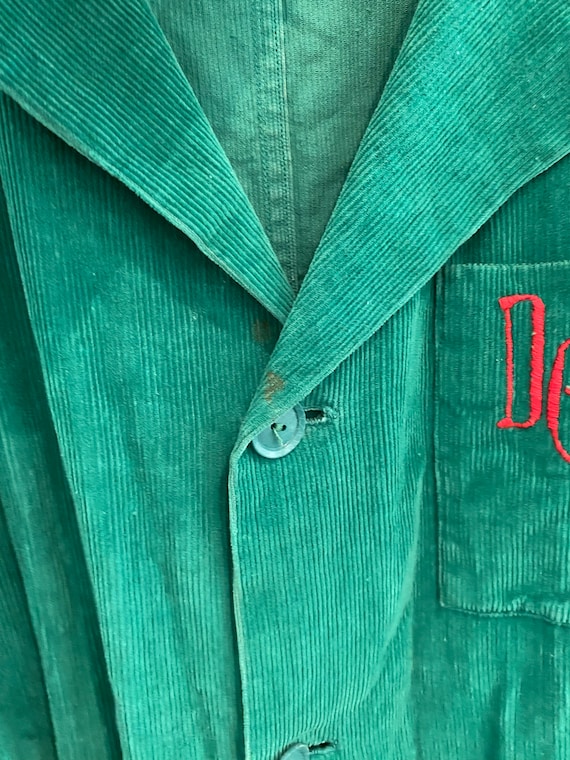 1940s/50s Green Corduroy House Dress Robe- S - image 6