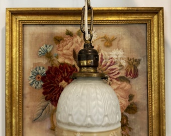 1920s/30s Antique Art Deco Petite Pendant Light Vintage WORKS