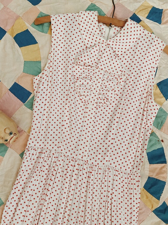 1940s/50s Cold Rayon Howard Wolf White + Red Polka