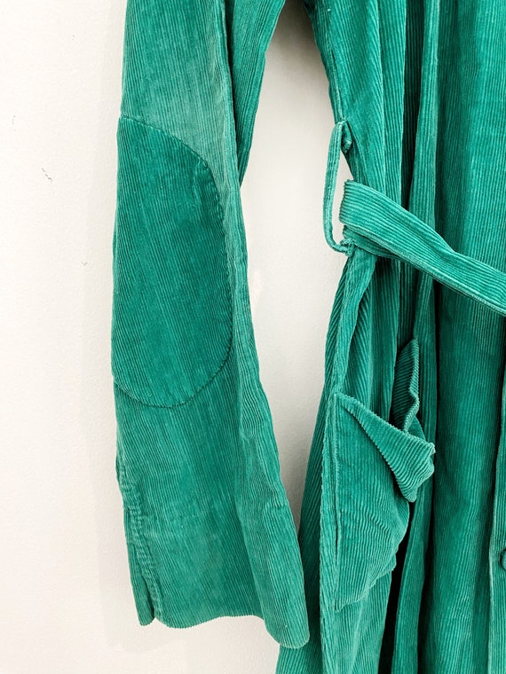 1940s/50s Green Corduroy House Dress Robe- S - image 4