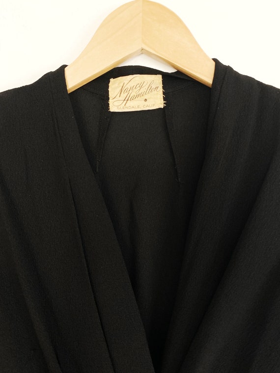1940s/40s Vintage Black Rayon Crepe Tailored Frin… - image 8