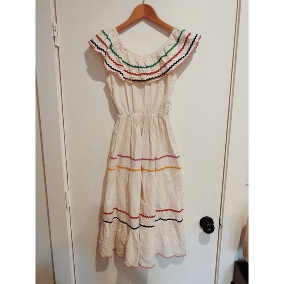 Vintage Beige Mexican Dress- S