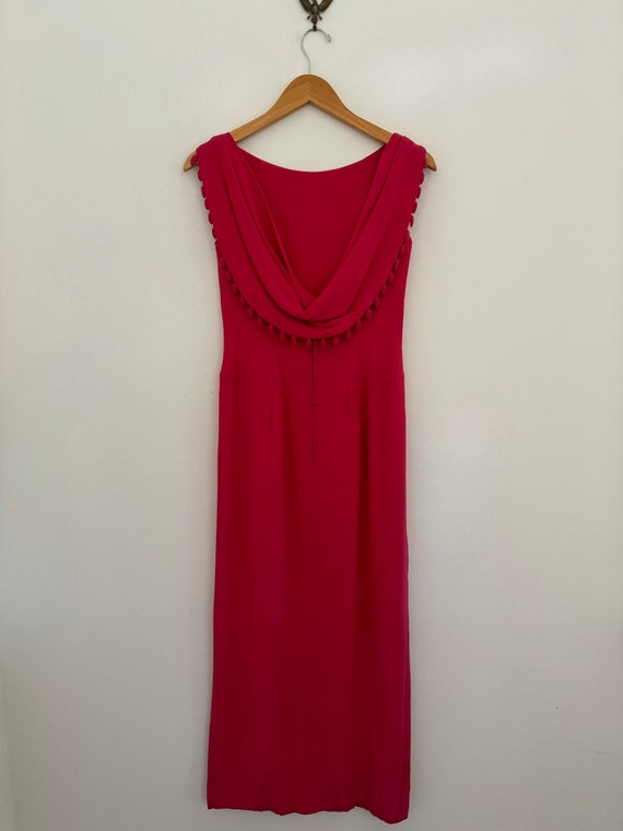 1960s/60s Fuchsia Pink Cowl Back Evening Gown by … - image 6