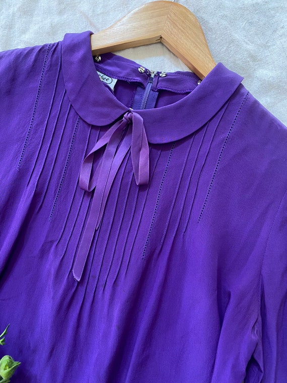 1960s/70s Purple Silk Babydoll Dress- S/M - image 4