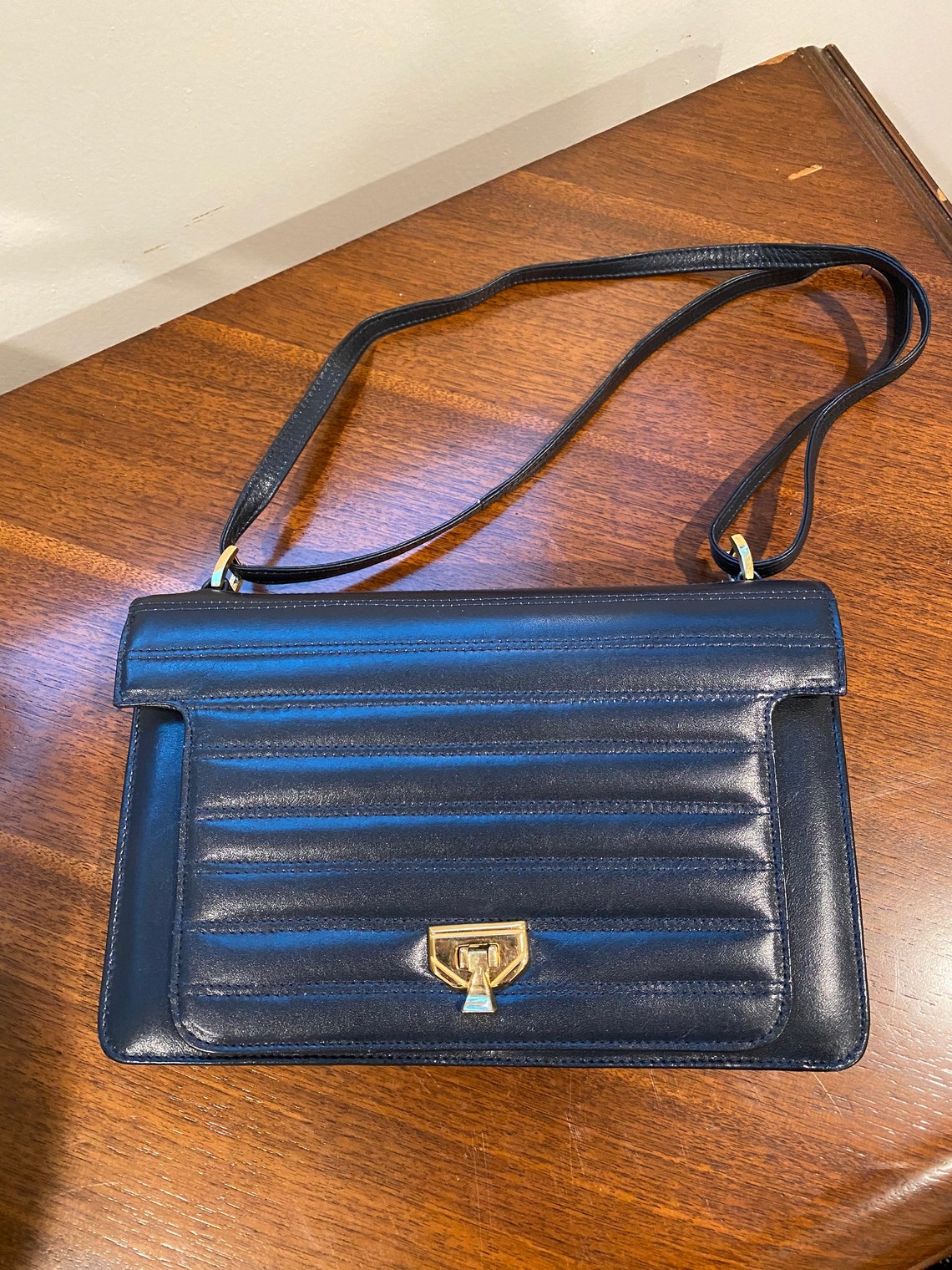 Vintage Saks Fifth Avenue Navy Handbag | Etsy