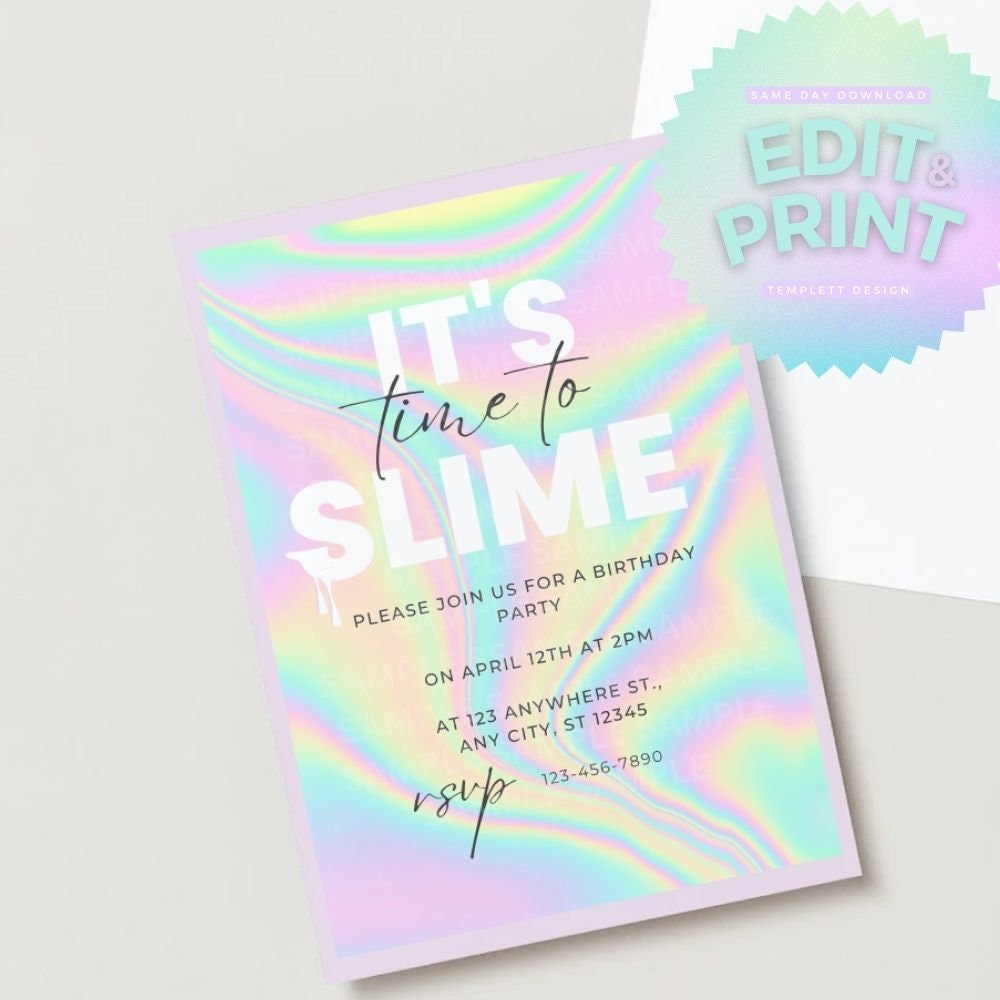 Slime GIRL Birthday Party Welcome Sign Editable Template, Slime Time T –  Puff Paper Co