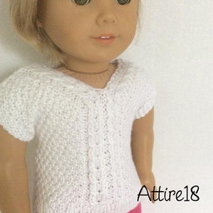 Jessie-- Short Sleeve Cable Sweater Pattern for American Girl -PDF