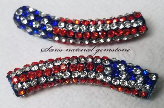 1x Shamballa Rhinestone Crystal Pave Disco curved Tube Beads HIGH quality UK