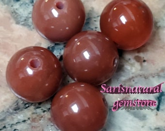 Natural Agate Beads, Round, dark Red-orange Size: about 12mm in diameter, hole 1mm, 18 BEADS