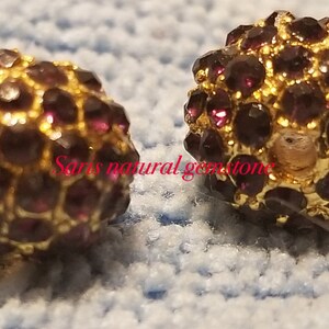 5 Amethyst Rhinestone Beads: Golden Alloy Metal, 10mm bild 6