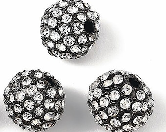 5 cuentas de diamantes de imitación de aleación de grado A cristal de bronce redondo tamaño de  10 mm de diámetro agujero de 2 mm