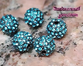 5 perles pour pavé strass aigue-marine : alliage bronze (10 mm)