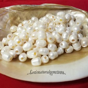 Natural Freshwater Pearls Beads, 3mm hole bead, oval loose pearl beads, Natural Color, White, size 8-9mm wide, 8-11mm long, large hole 3mm. image 10