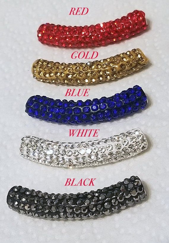 1x Shamballa Rhinestone Crystal Pave Disco curved Tube Beads HIGH quality UK