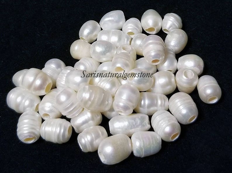 Natural Freshwater Pearls Beads, 3mm hole bead, oval loose pearl beads, Natural Color, White, size 8-9mm wide, 8-11mm long, large hole 3mm. image 6