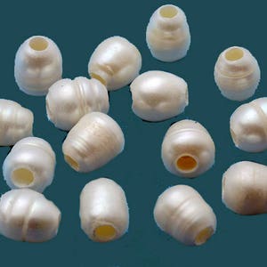 Natural Freshwater Pearls Beads, 3mm hole bead, oval loose pearl beads, Natural Color, White, size 8-9mm wide, 8-11mm long, large hole 3mm. image 9