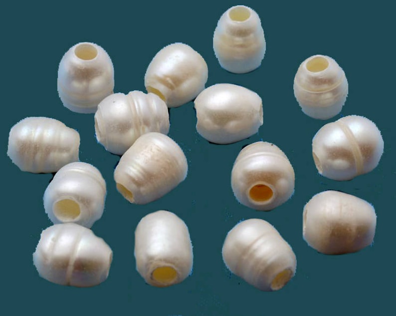 Natural Freshwater Pearls Beads, 3mm hole bead, oval loose pearl beads, Natural Color, White, size 8-9mm wide, 8-11mm long, large hole 3mm. image 9