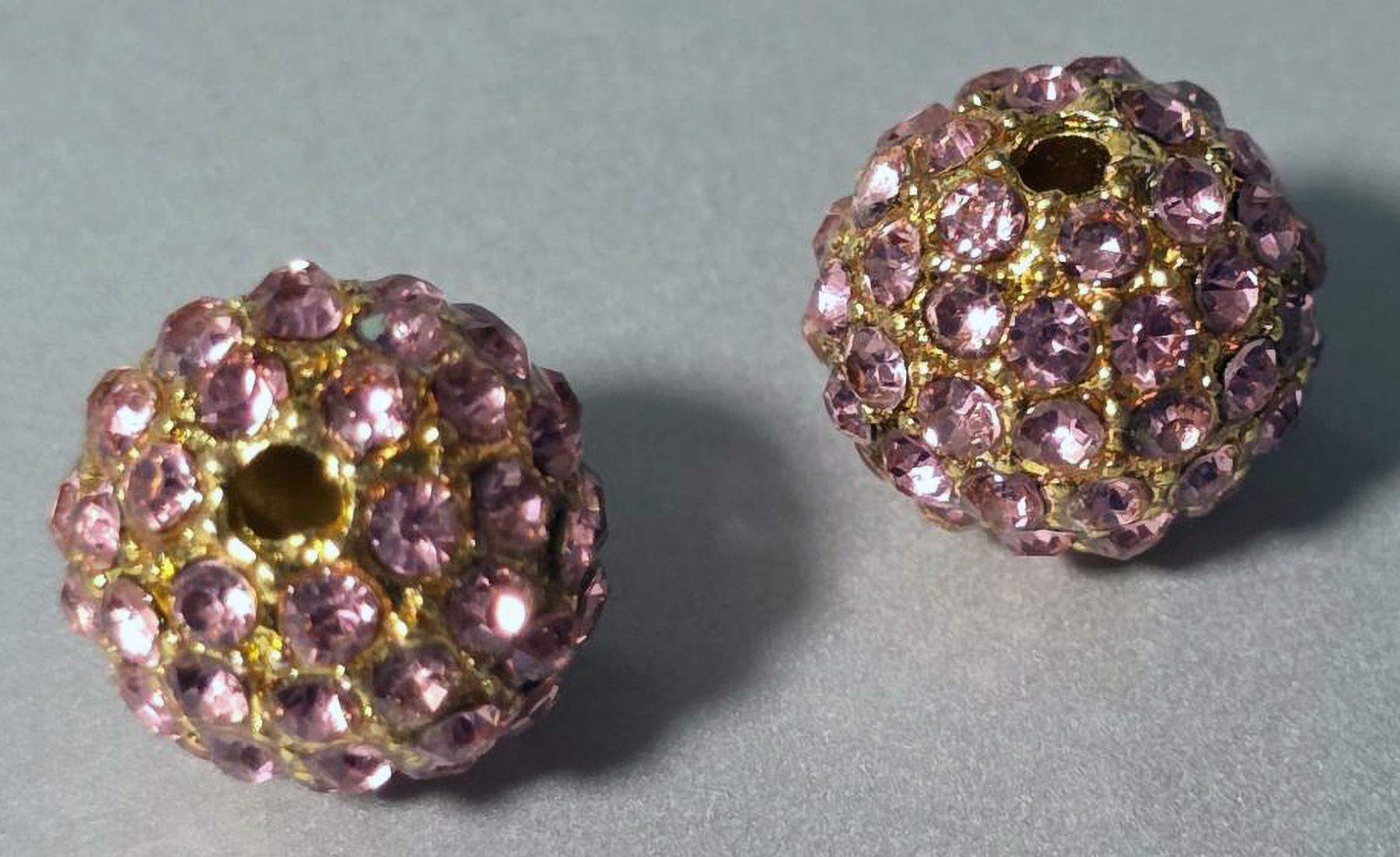 5 Light Rose Rhinestone Pave Beads, Gold Tone (10mm) - Etsy