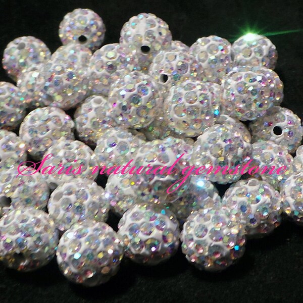 Rhinestone Polymer clay, pave beads, AB, Grade A, Round, PP15, multicolor Crystal AB, about 10 mm in diameter, hole 1.8 to 2 mm