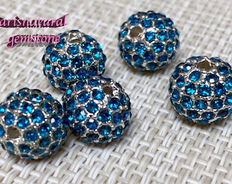 5 cuentas de alloy con imitación de zirconia, grado A, tamaño 10 mm hueco 2mm